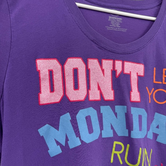 Eeyore T Shirt Women 3X Purple Disney Dont Let Monday Run Sunday Short Sleeve - Picture 3 of 8